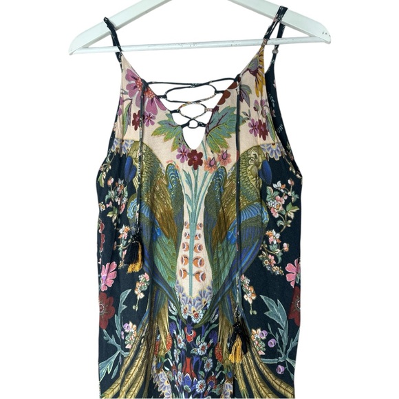 Farm Rio Mini Floral Print Colorful Sleeveless Lace up Detail Dress FARM Boho - Picture 3 of 12